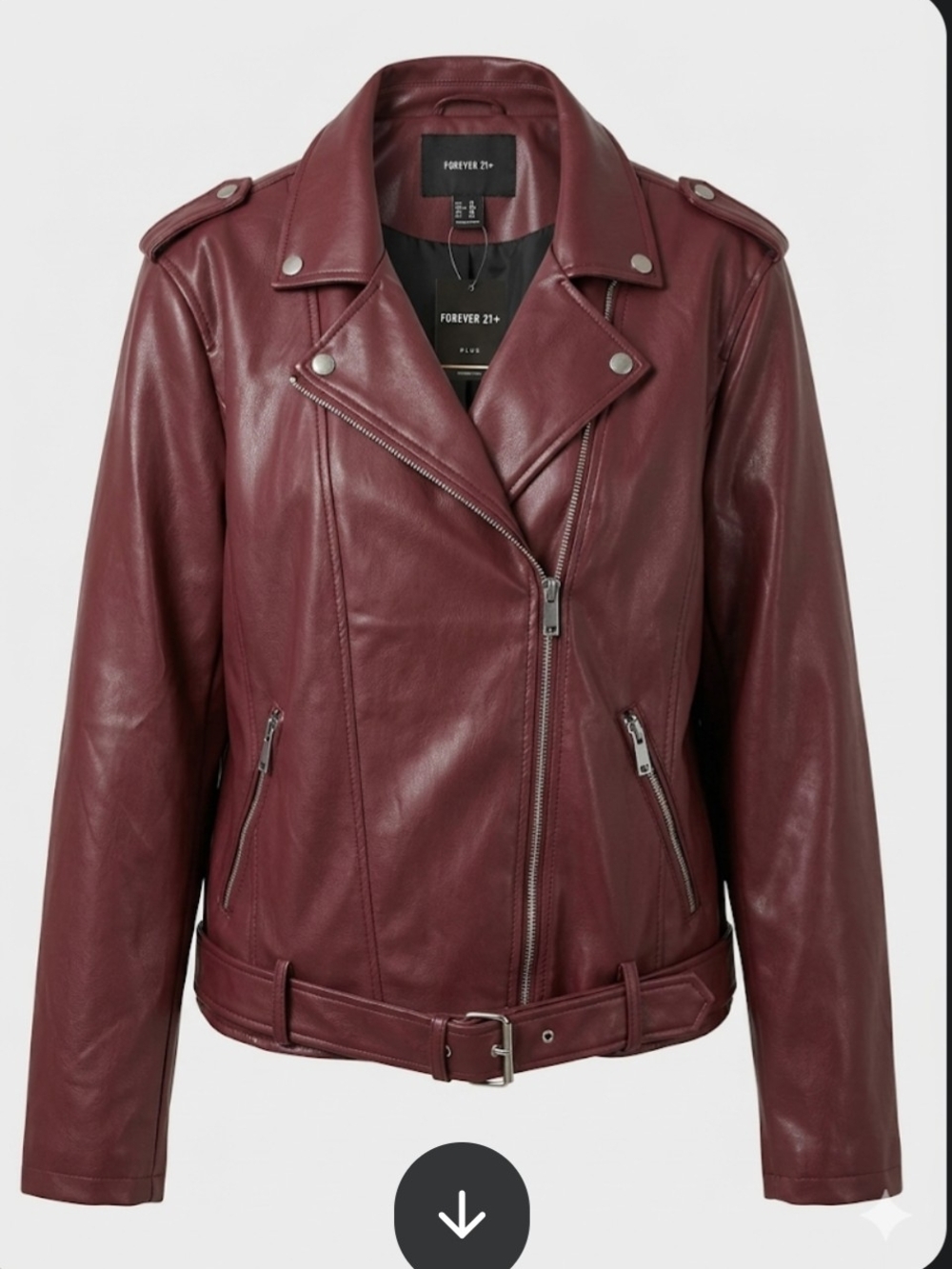 Forever 21 Burgundy Faux Leather Biker Jacket